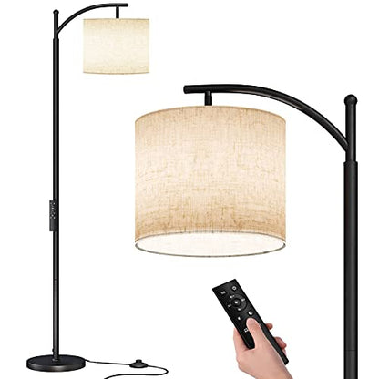 SUNMORY Arc Floor Lamp, Modern Floor Lamp with Remote Control and 9W Bulb - color: Black Remote Control