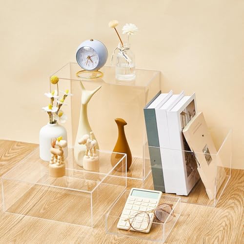 Leinuosen 7 Pcs Large Acrylic Buffet Risers, 6-12" Square, Clear - color: Clear, size: 6" to 12", style: Square