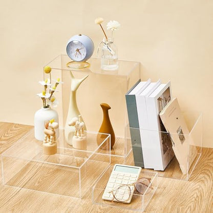 Leinuosen 7 Pcs Large Acrylic Buffet Risers, 6-12" Square, Clear - color: Clear, size: 6" to 12", style: Square