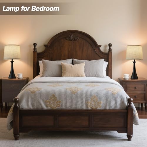 Touch Table Lamps Set of 2, 21" Bedside Lamps with USB C+A, Black - color: Black 2pcs