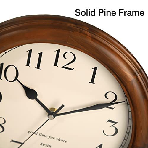 Kesin Wooden wall Clock with Retro Design, 11 Inches Round Wall Clocks