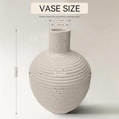 Oakrain Large Flower Vase with Groove Texture, 13" Tall Floor Vase, White - size: 13 Inch