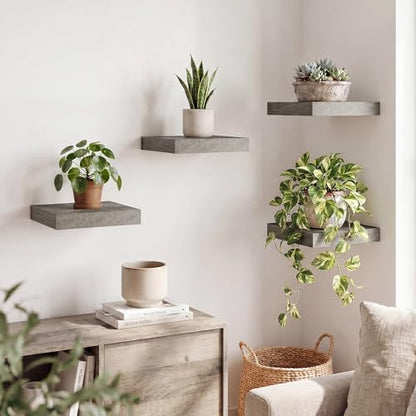 RICHFOCUS 8Inch Square Floating Shelves for Wall 4Pack|Grey - color: Grey, size: 8"L x 8"D, Set of 4
