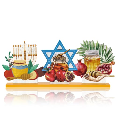 Smile Rosh Hashanah Wooden Tabletop Signs for Jewish New Year Home Decor - style: Hashanah