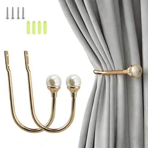 COCIVIVRE 2 Pack Curtain Holdbacks Wall Mounted Curtain Tiebacks Hooks - color: Golden, size: 2 Pack