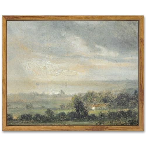 SHENIFY 8x10in Retro Rustic Village Framed Canvas Wall Art Vintage Prints Modern Kitchen Bathroom Office Decor - Natural Framed - color: Farmhouse, size: 10"L x 8"W
