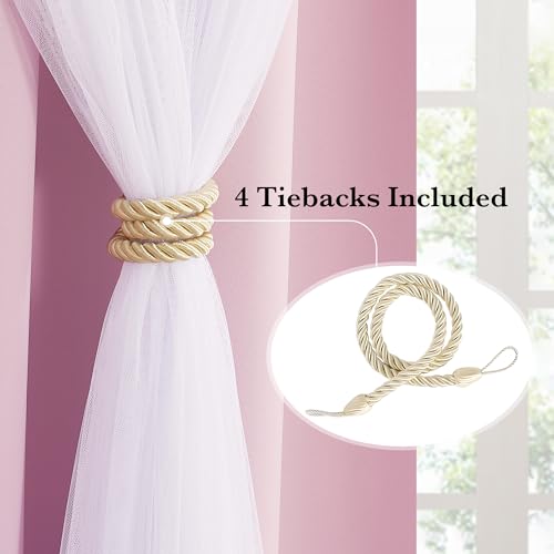 Light Pink Blackout Curtains with White Sheer Overlay for Girls Bedroom - color: Light Pink, size: 52"W x 84"L (Pack of 2)