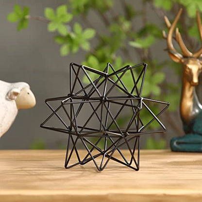 Metal Table Top Decor, 3D Metal Geometric Sculpture - color: Black