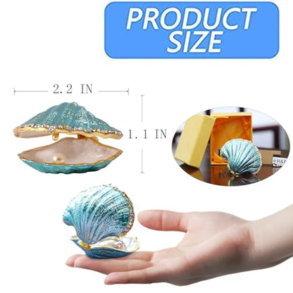 Metal Glass Pearl Mussel Trinket Box Ring Holder Centerpiece Decor