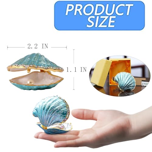 Metal Glass Pearl Mussel Trinket Box Ring Holder Centerpiece Decor