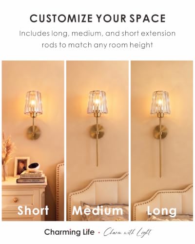 Battery Operated Wall Sconces Set of 2, Gold Crystal Wireless Wall Lights with Remote, 5000mAh Rechargeable (20H Run Time), Dimmable RGB & 3 Color Modes, Art Deco Vanity Sconce for Bedroom Living Room - color: Gold