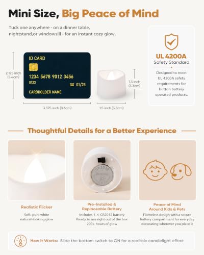 Homemory 24-Pack Flameless Tea Lights Candles Battery Operated, 200+ Hours - color: Cool White Glow – White Body, size: Pack of 24