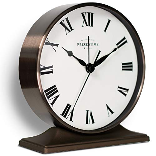 Presentime Lewis Mantel Alarm Clock - color: Copper Finish, size: 5.5*5 inch