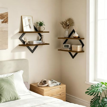 2 Pack Floating Wall Shelves for Indoor Plants, 2-Tier Wall Plant Holder - size: 2-Pack