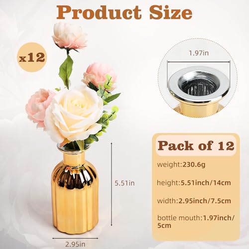 Small Gold Bud Vases, Set of 12 - size: Pack of 12