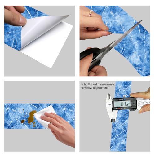 HOMETITUTE Peel and Stick Wallpaper Border 4x196in Blue Crystal Pattern - color: Blue crystal texture
