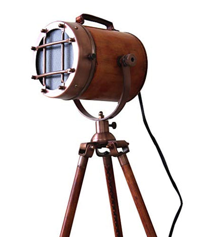 Marine Vintage Low Floor Lamp Antique Studio Model Searchlight with Tripod