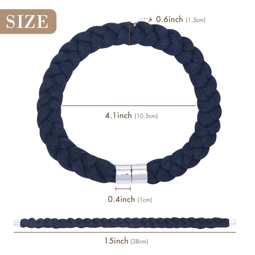 NICEEC 2 Pack Natural Cotton Rope Magnetic Curtain Tiebacks Elegant Twisted Braid Style Drape Tie Backs Soft Hand-Woven Rope Curtain Holdbacks for Home & Office Window Draperies (Dark Blue-01) - color: Dark Blue-01, size: 2 Pack