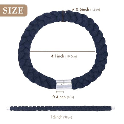 NICEEC 4 Pack Natural Cotton Rope Magnetic Curtain Tiebacks Elegant Twisted Braid Style Drape Tie Backs Soft Hand-Woven Rope Curtain Holdbacks for Home & Office Window Draperies (Dark Blue-01) - color: Dark Blue-01, size: 4 Pack
