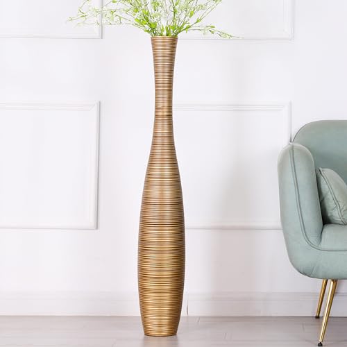 Leewadee Decorative Tall Floor Vase for Living Room Decor, 41 inches, Gold, Resin - color: Gold, size: 41 inches
