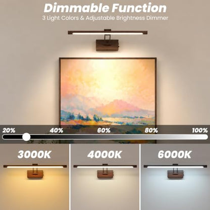 Battery Operated Picture Light for Wall,Walnut Finish 23.6-Inch - color: Walnut Finish, size: 23.6 Inch