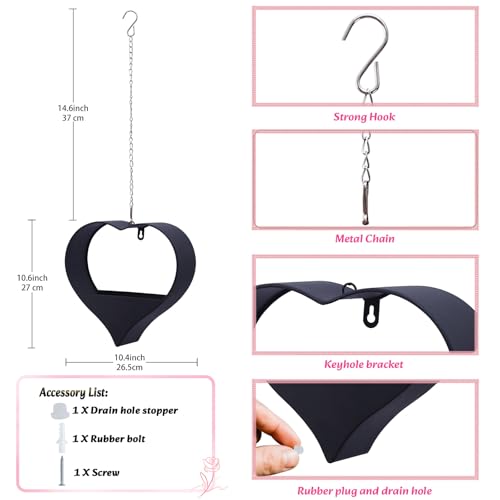 Metal Plant Hangers Indoor and Outdoor: Pots with Drainage Hole - color: Black Heart