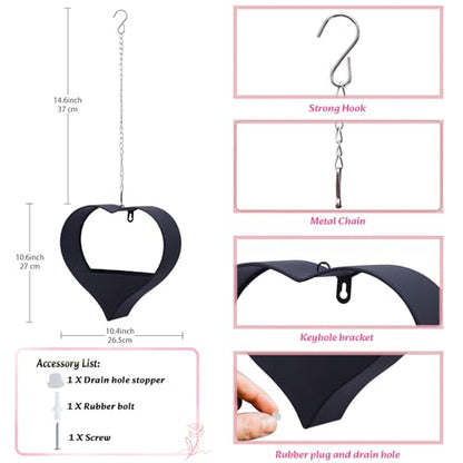 Metal Plant Hangers Indoor and Outdoor: Pots with Drainage Hole - color: Black Heart