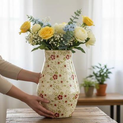 Green Chinoiserie Ceramic Vase, 11 Inch Tall - color: Green, size: 11 inch