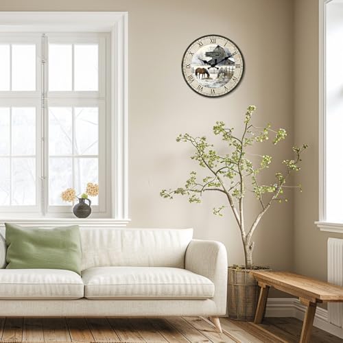 Small Farmhouse Wooden Wall Clocks Battery Operated 12 Inch - color: Beige1, size: 10 Inch