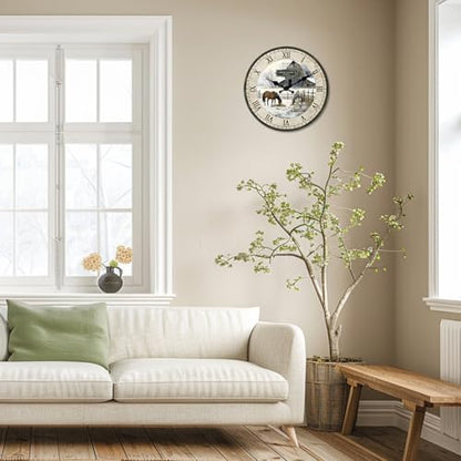 Small Farmhouse Wooden Wall Clocks Battery Operated 12 Inch - color: Beige1, size: 10 Inch