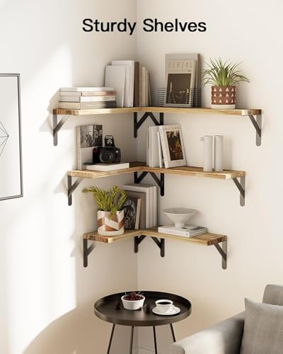 Amada Solid Paulownia Wood Wall Shelves, Medium Size, 6 Pcs, Natural Wood - color: Wooden, size: Medium