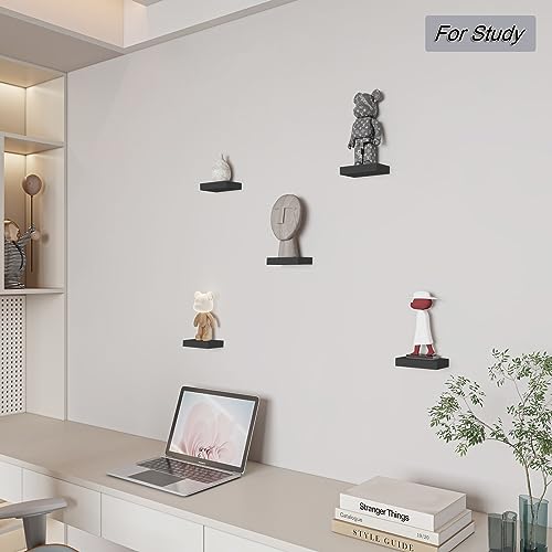 HAO Small Floating Shelf 6 inch Wall Mounted Mini Hanging Display Shelves for Living Room Bedroom Bathroom Set of 3 Black - color: Black, size: 5.5 Inch,Set of 3