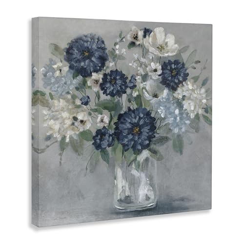 Stupell Industries Blue Mums Bouquet Floral, 36 x 36 Inch Canvas Wall Art - color: Blue Mums Bouquet, size: 36"L x 36"W
