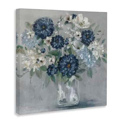 Stupell Industries Blue Mums Bouquet Floral, 36 x 36 Inch Canvas Wall Art - color: Blue Mums Bouquet, size: 36"L x 36"W