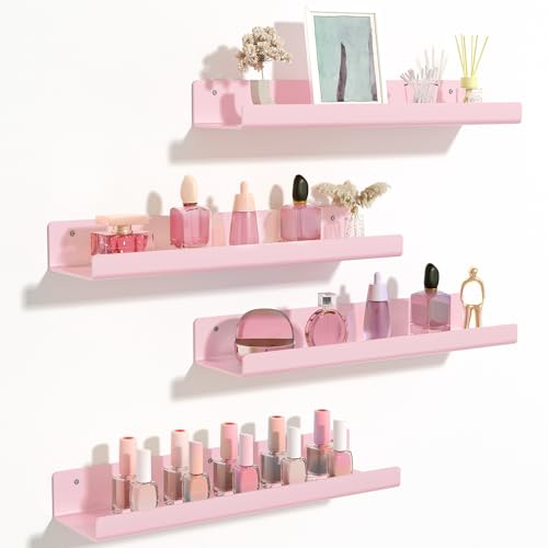 upsimples 4 Pcs 15" Acrylic Shelves for Wall Decor and Display, Pink - color: Pink