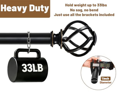 KAMANINA Black Curtain Rods for Windows 48 to 84 Inch, Single Drapery Rods - color: Black, size: 48-84"