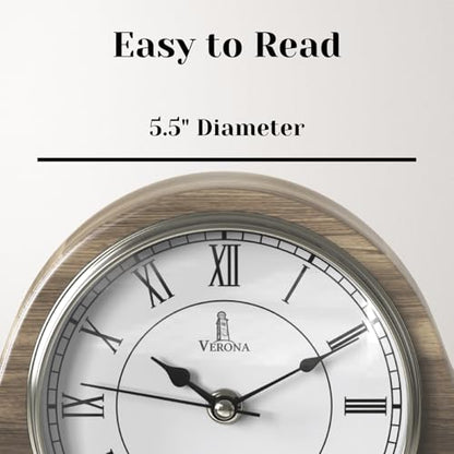 Mantel Clock for Living Room, Grey Ash Wooden Farmhouse Silent Mantle Clock - color: Grey Ash