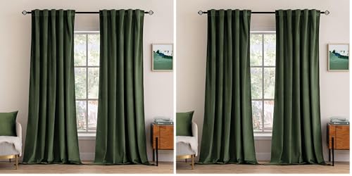 MIULEE Velvet Curtains 84 inches 2 Panels - Luxury Blackout Curtains for Bedroom Living Room Thermal Insulated Super Soft Window Drapes Rod Pocket & Back Tab, Olive Green, W52 x L84 inches (Pack of 2) - color: Olive Green, size: 52"W x 84"L (Pack of 4)