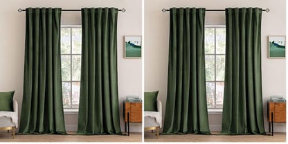 MIULEE Velvet Curtains 84 inches 2 Panels - Luxury Blackout Curtains for Bedroom Living Room Thermal Insulated Super Soft Window Drapes Rod Pocket & Back Tab, Olive Green, W52 x L84 inches (Pack of 2) - color: Olive Green, size: 52"W x 84"L (Pack of 4)