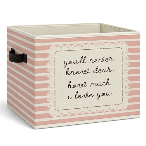 Heartwarming Encouraging Foldable Storage Bins Box Collapsible Organizer | cheerful storage bins box with handles, pink stripe toys books clothe organizer basket for nursery bedroom playroom, 10x14 in - color: 26