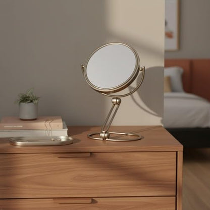 JERDON 5.5" Tabletop Makeup Mirror - 10X Magnification - Nickel - MC450N - size: 1"L x 5.8"W