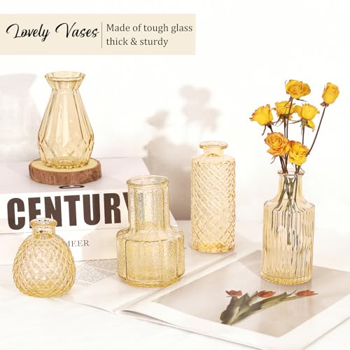 Set of 36 Glass Bud Vases Small Flower Vases for Centerpieces(Champagne) - color: Champagne