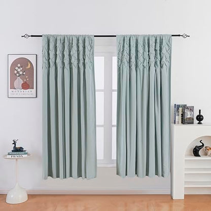 Pintuck Diamond Textured Thermal Insulated Window Curtains 52"W x 63"L - color: Seafoam Green, size: 52"W x 63"L (Pack of 2)