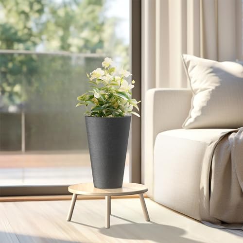 Kante Set of 2 Black Tapered Planters, 13" Tall with Removable Inner Pots - color: Black, size: 13" H
