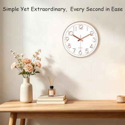 Modern Silent Wall Clock, 14 Inch Wall Clocks Battery Operated - color: Rose Gold, size: 14 Inch
