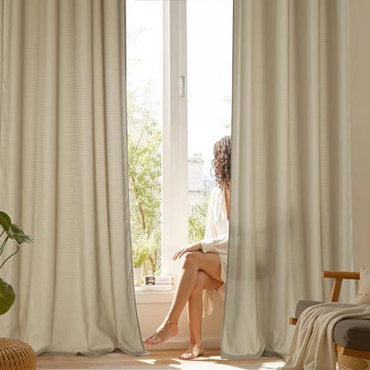 NICETOWN Semi Sheer Curtains 84 Inch Length 2 Panels for Living Room - color: Khaki, size: 52"W x 84"L (Pack of 2)