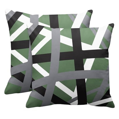 Emvency Throw Pillow Covers Set of 2, 18 x 18 Inch, Striped Sage Green - color: Green, size: 18" x 18" (Pack of 2)