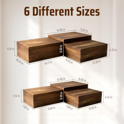 6 Pack Buffet Risers and Stands, Dessert Table Display Set with Mini Signs - color: Brown, size: 6 Pcs A