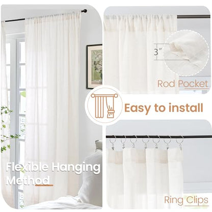 BGment Natural Linen Curtains 42X63 Inch Length for Living Room Windows - color: Linen, size: 42"W x 63"L (Pack of 2)