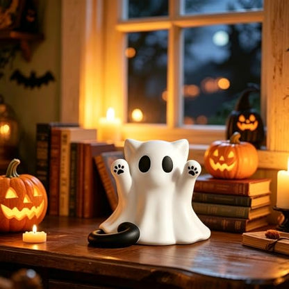 1 Pcs Halloween Ghost Figurine Spooky Unique Cat Mini Figurines - color: Styl 1